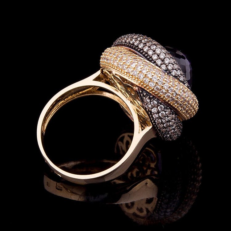 Ексклюзивна золота каблучка (фіаніти) к03896 від ювелірного магазину Онікс - 2