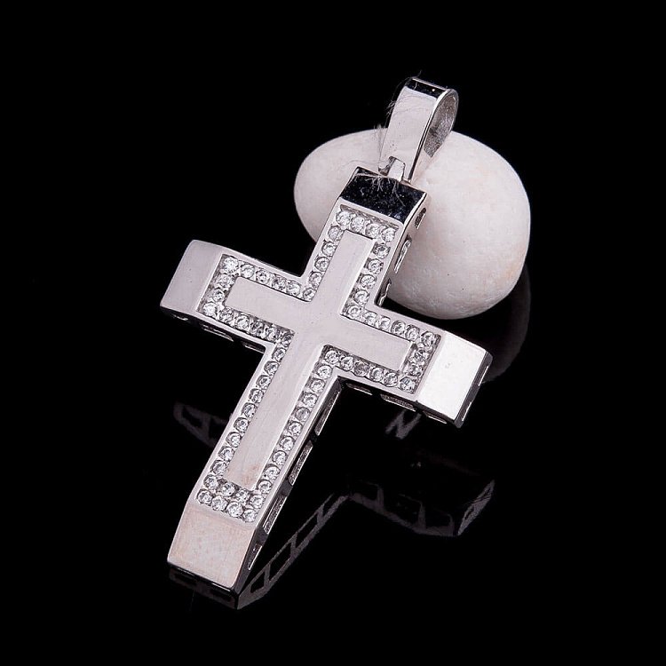 Золотий хрестик з фіанітами п02201 від ювелірного магазину Онікс