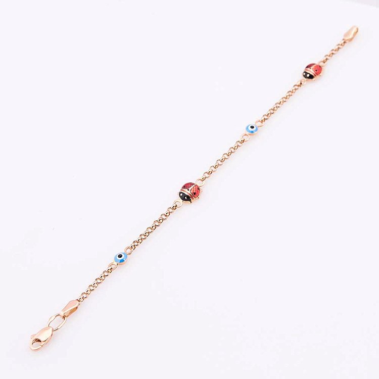 Золотой детский браслет "Божья коровка" б01954 от ювелирного магазина Оникс - 1