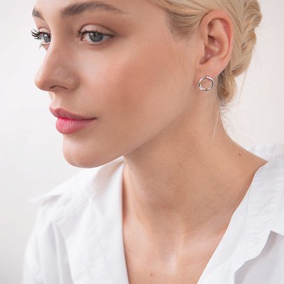 Срібні сережки - пусети "Удача" (фіаніти) 122748 №2