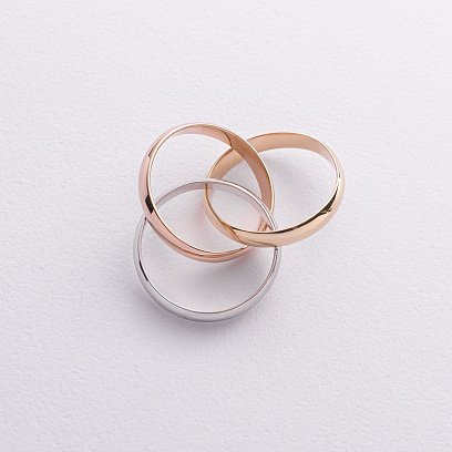 Потрійна каблучка "Trinity" (червоне, жовте, біле золото) к08254 №3
