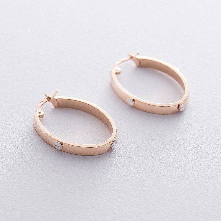 Овальные серьги без камней с06505 от ювелирного магазина Оникс