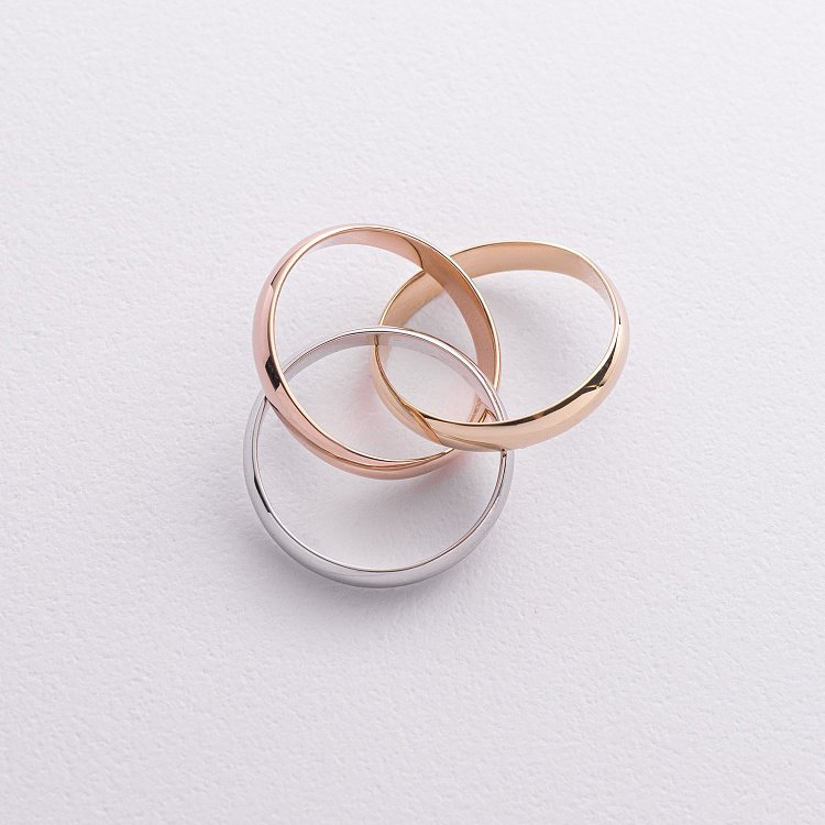 Потрійна каблучка "Trinity" (червоне, жовте, біле золото) к08254 від ювелірного магазину Онікс - 2