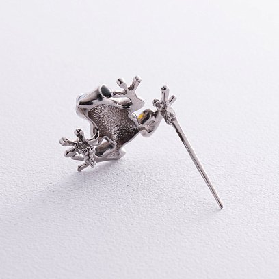 Серебряная брошь "Украинская лягушка" с эмалью 414 №4