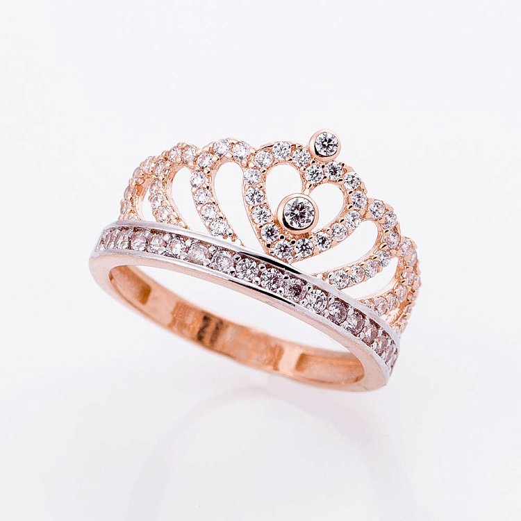 Золотое кольцо "Корона" (фианиты) к04843 Золотое кольцо "Корона" (фианиты) к04843 от ювелирного магазина Оникс