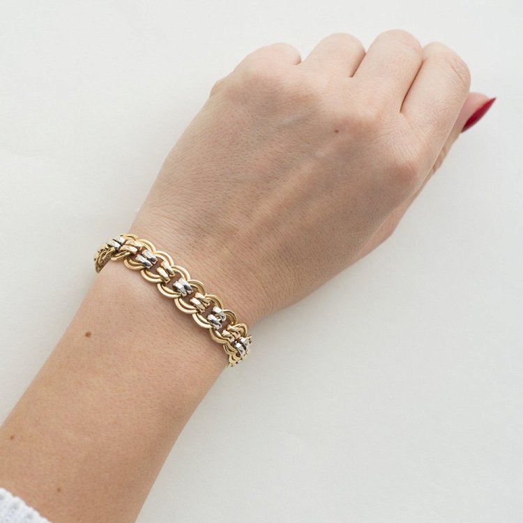 Золотой браслет плетение Бисмарк б01380 от ювелирного магазина Оникс - 2