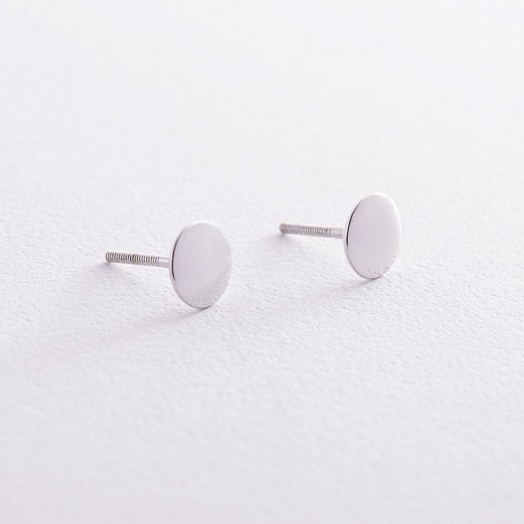 Серьги-пусеты с белого золота с05444 от ювелирного магазина Оникс