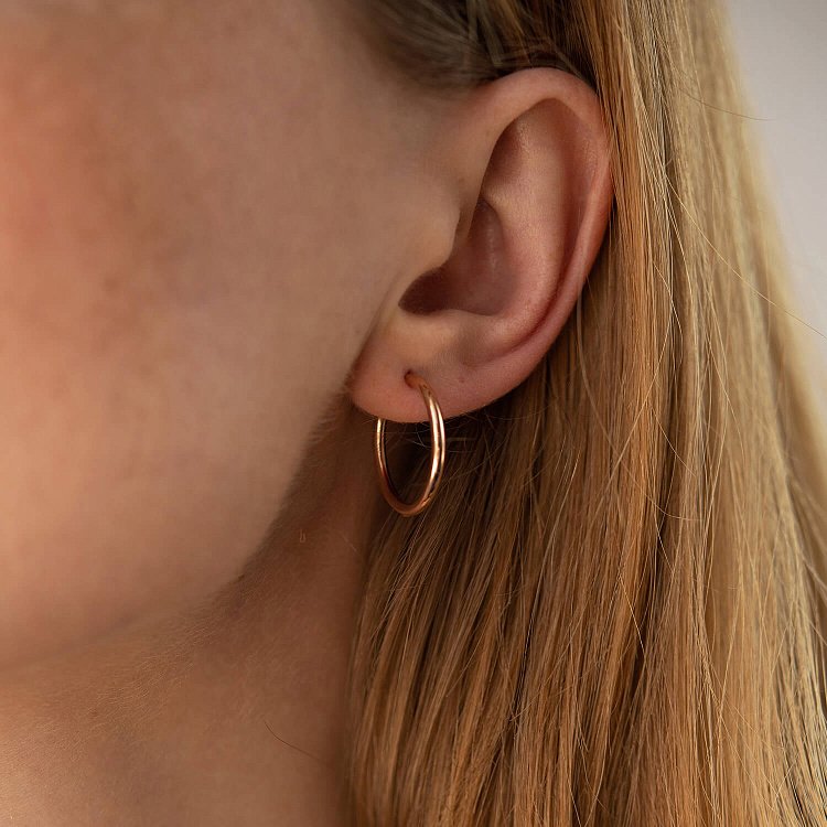 Серьги "Кольца" в красном золоте (2.0 см) с02464 от ювелирного магазина Оникс - 1