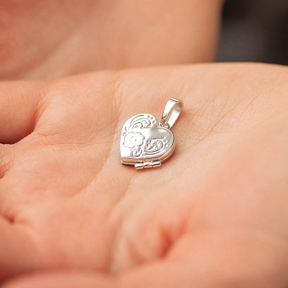 Кулон для фотографии "Сердечко" (белое золото) п01943 №2