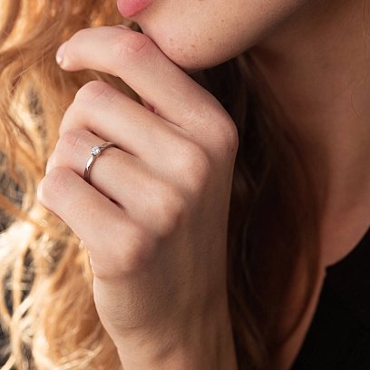 Помолвочное серебряное кольцо с фианитом 595 №4