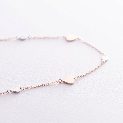 Золотое колье с сердечками кол01404 №5