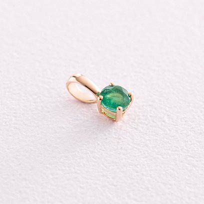 Золотой кулон с изумрудом пб0293gl