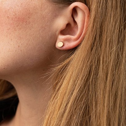 Золотые серьги - пусеты Овальные с06224 №4