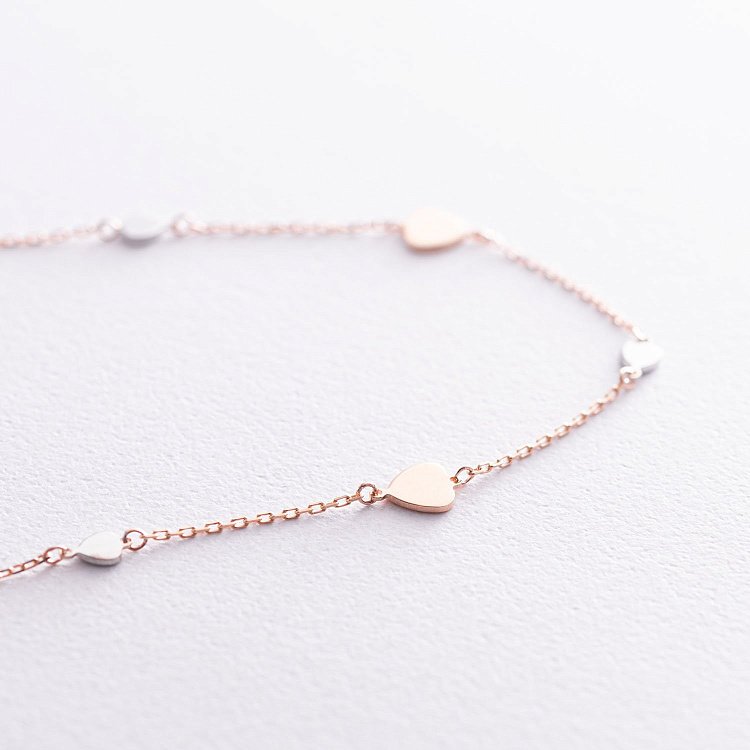 Золотое колье с сердечками кол01404 от ювелирного магазина Оникс - 4