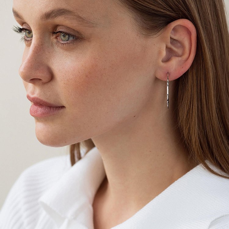 Серьги - кольца в белом золоте (3.3 см) с08665 от ювелирного магазина Оникс - 3