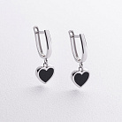 Серьги "Сердечки" в белом золоте (эмаль) с09642 от ювелирного магазина Оникс