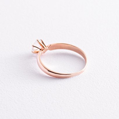 Золотое помолвочное кольцо с фианитом к05205 №3