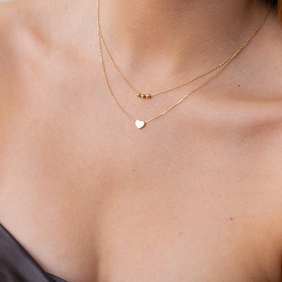 Двойное золотое колье "Шарики и сердечко" кол02301 №3