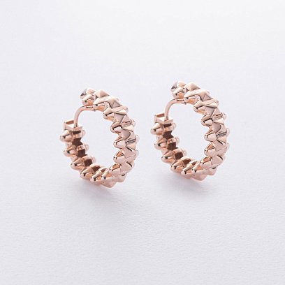 Сережки - кільця "Gemma" у червоному золоті с08701