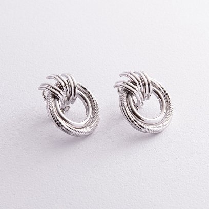 Сережки "Кільця" у білому золоті с08367