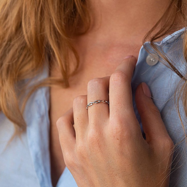 Каблучка "Ланцюжок" у білому золоті к07100 від ювелірного магазину Онікс - 5