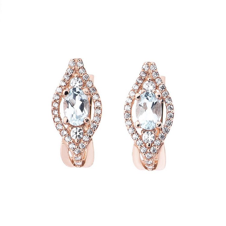 Золоті сережки з топазами і фіанітами 14052690 від ювелірного магазину Онікс