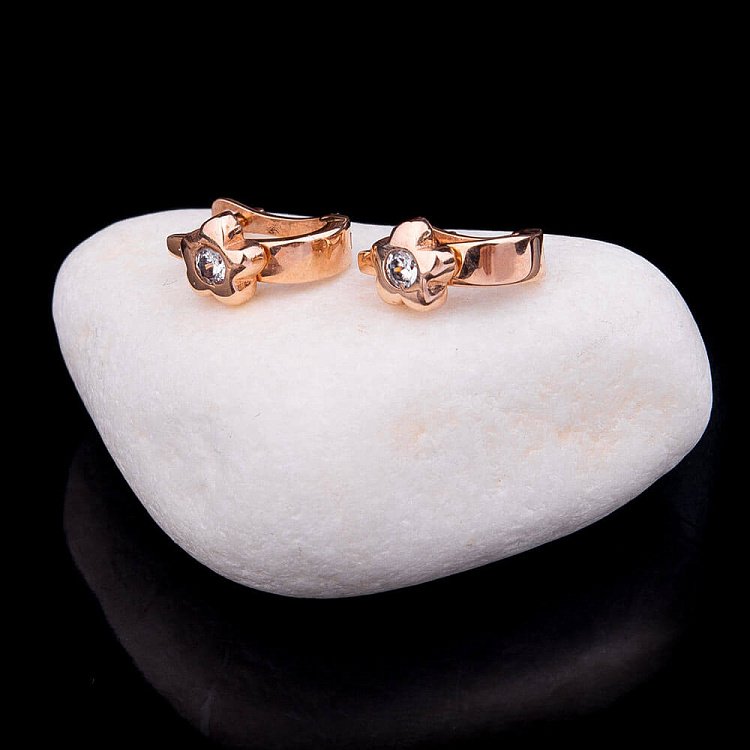 Золотые детские серьги с фианитами с02377 от ювелирного магазина Оникс - 4