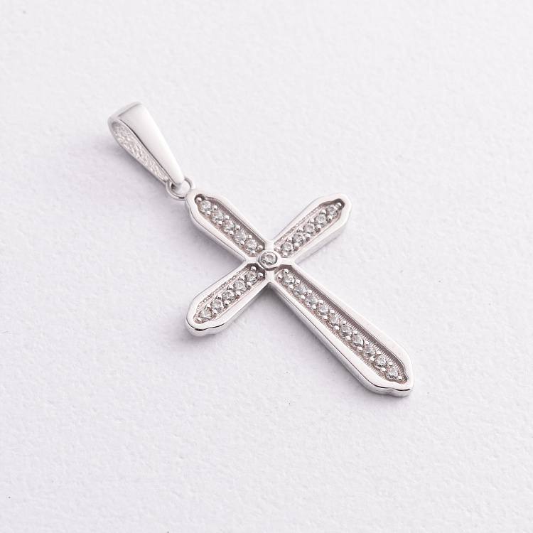 Крестик в белом золоте (фианиты) п04050 от ювелирного магазина Оникс