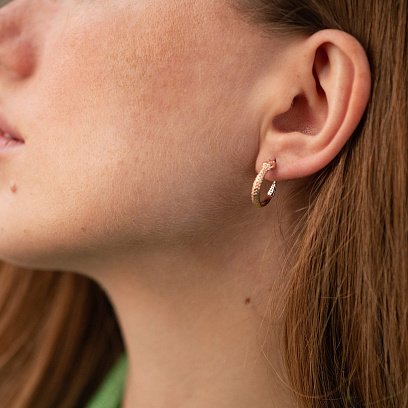 Золоті сережки - пусети "Гримучі змії" с09004 №2