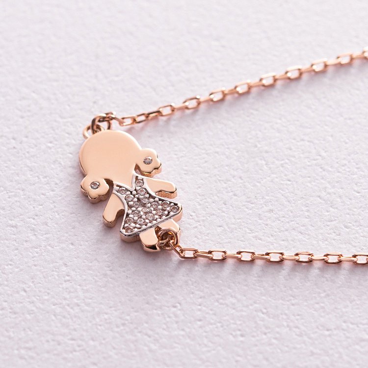 Золотий браслет "Дівчинка" з фіанітами б02547 від ювелірного магазину Онікс - 2