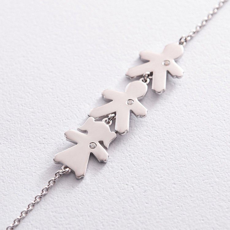 Серебряный браслет "Два мальчика и девочка" (возможна гравировка) 2085 от ювелирного магазина Оникс - 2