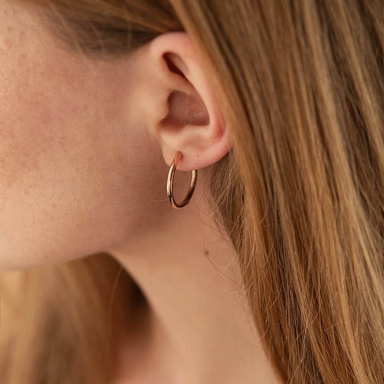 Сережки "Кільця" в червоному золоті (2.0 см) с02464 від ювелірного магазину Онікс - 4