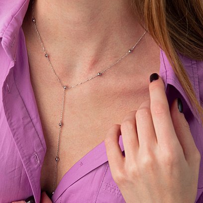 Колье "Шарики" в белом золоте кол01948 №6