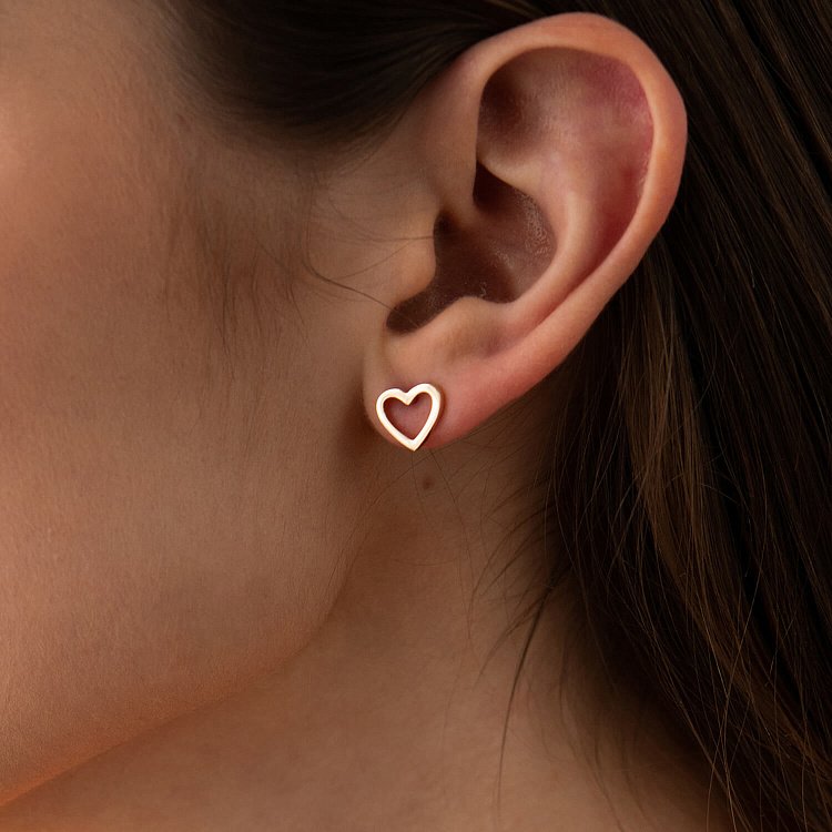 Сережки - пусети "Сердечки" у жовтому золоті с08171 від ювелірного магазину Онікс - 1