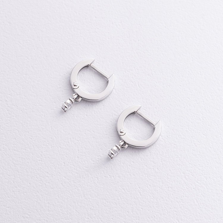 Серьги в белом золоте (фианиты) с09102 от ювелирного магазина Оникс - 2