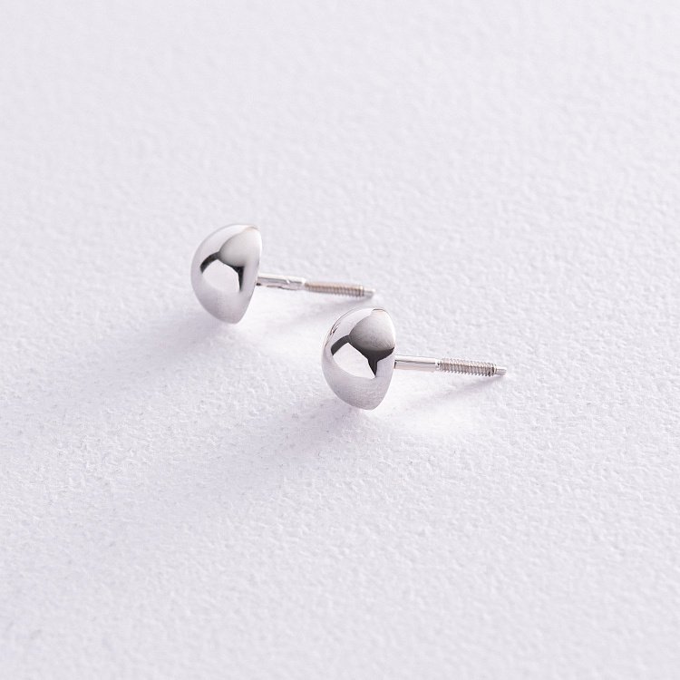 Серьги - пусеты "Полусфера" в белом золоте (0.7 см) с08205 от ювелирного магазина Оникс