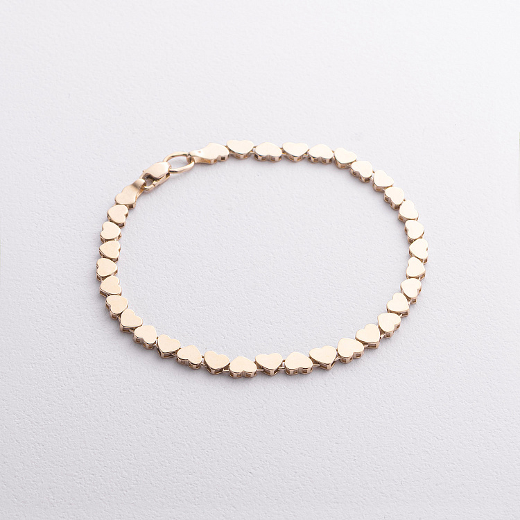 Браслет "Сердечки" в желтом золоте б05783 от ювелирного магазина Оникс