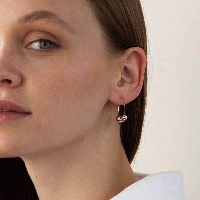 Сережки "Хельга" з кульками (червоне золото) с08234 №2