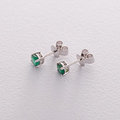 Золоті сережки-пусети з смарагдами сб0185gl №2