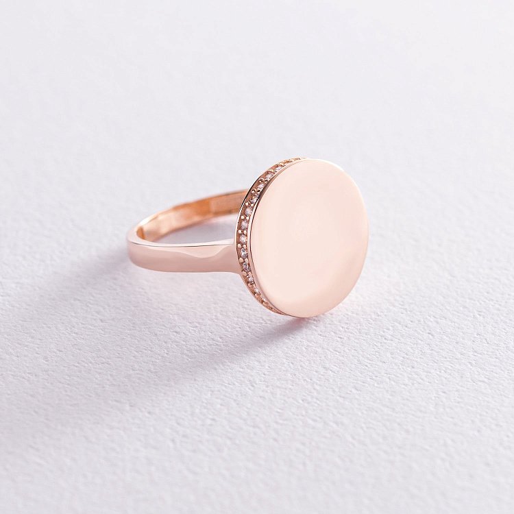 Каблучка "Давіна" в червоному золоті (фіаніти) к06892 від ювелірного магазину Онікс