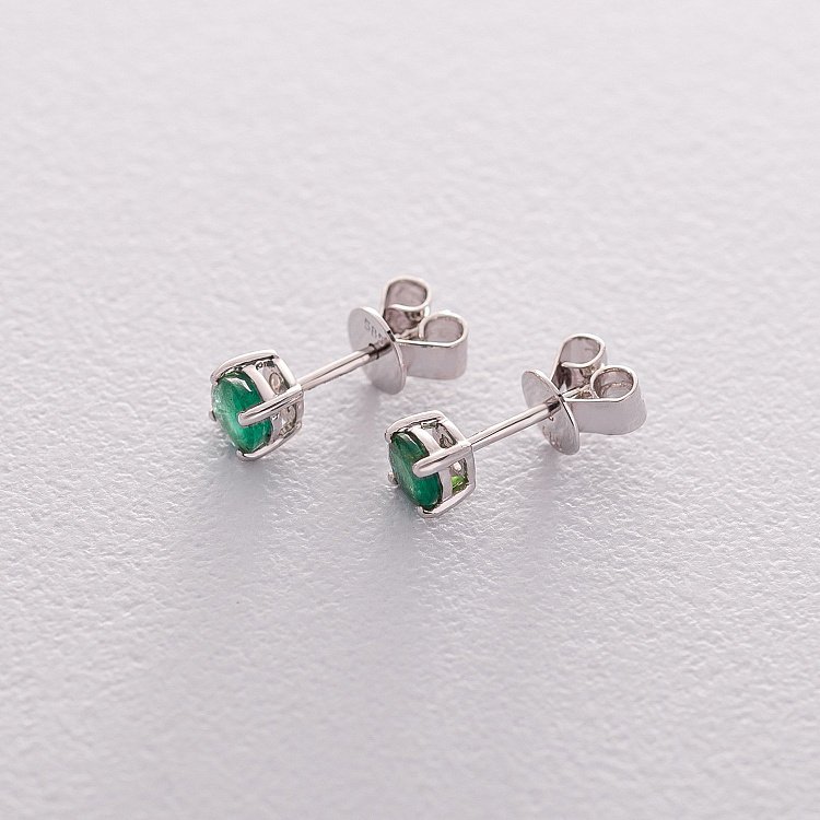 Золоті сережки-пусети з смарагдами сб0185gl від ювелірного магазину Онікс - 1