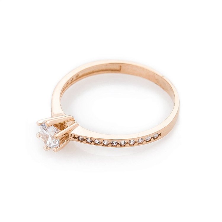 Золотое помолвочное кольцо с фианитами к03543 от ювелирного магазина Оникс - 1