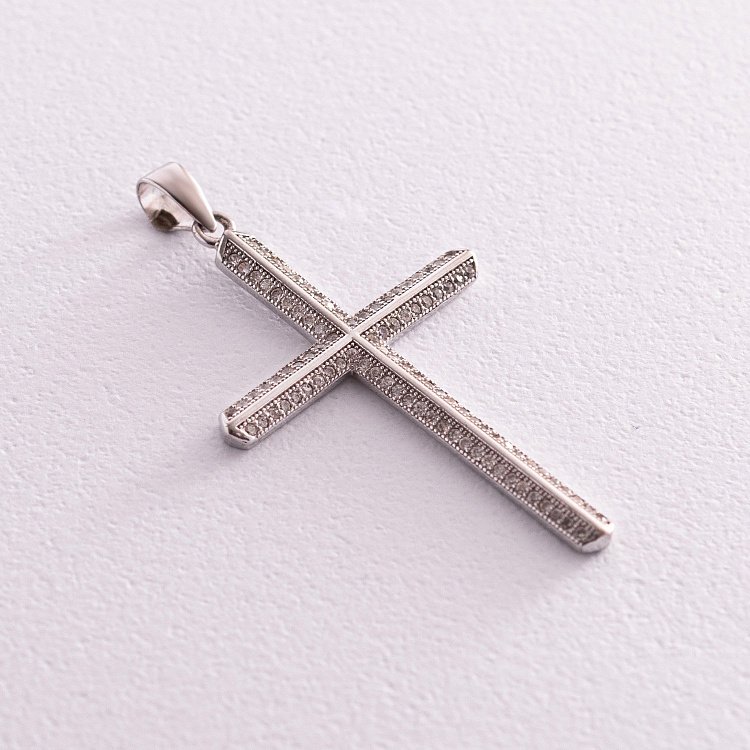 Серебряный крест (фианиты) 131600 от ювелирного магазина Оникс