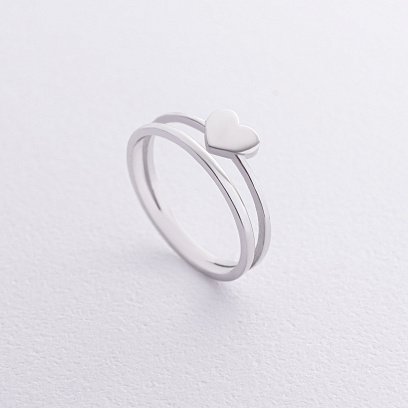 Каблучка "Сердечко" в білому золоті к08136