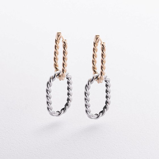 Сережки "Ester" у жовтому та білому золоті с09632