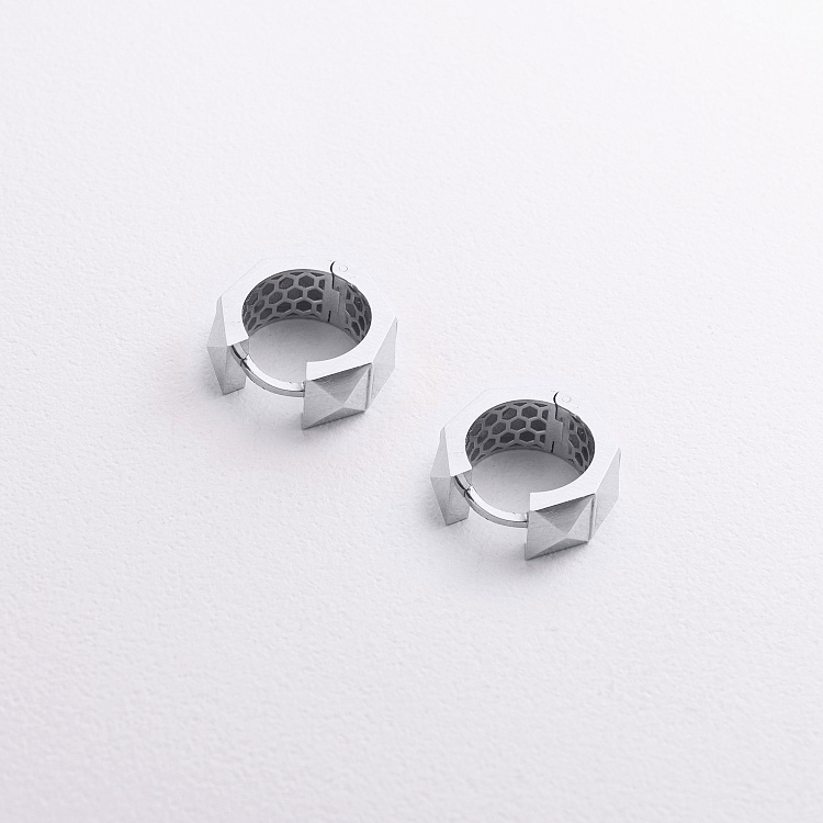 Серьги - кольца "Claire" в белом золоте с09379 от ювелирного магазина Оникс - 2