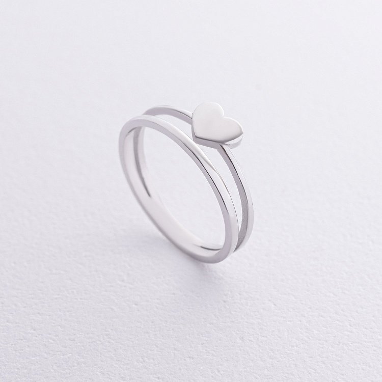 Каблучка "Сердечко" в білому золоті к08136 від ювелірного магазину Онікс