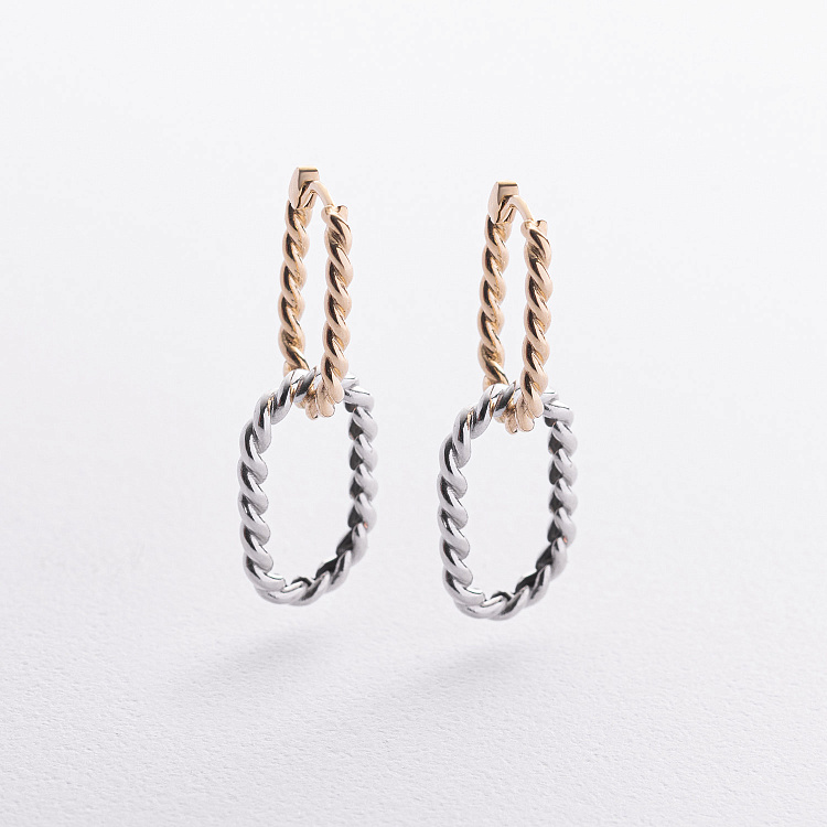 Сережки "Ester" у жовтому та білому золоті с09632 від ювелірного магазину Онікс