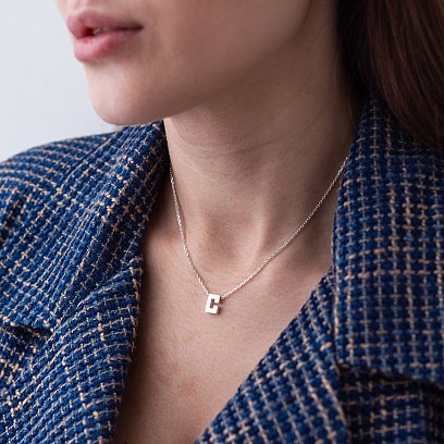 Серебряное колье с буквой "О" 18985О №2