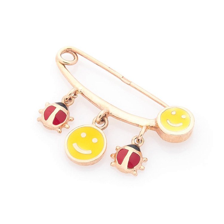 Золота шпилька "Сонечко і смайлик" (емаль) зак00035 від ювелірного магазину Онікс